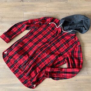 Vans Red Flannel Hoodie Button Up